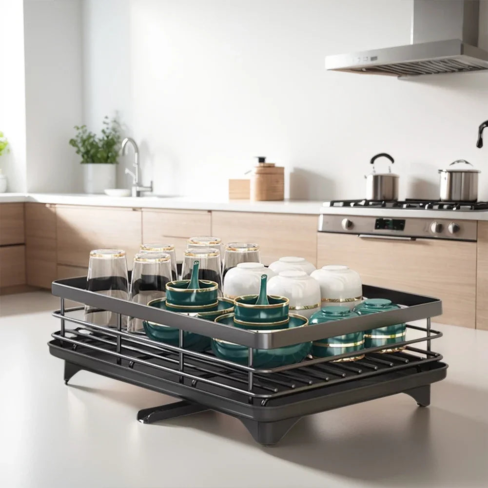 Escorredor Inox Duplo Premium DryMax— Alta Capacidade, Secagem Rápida e Organização Completa da Pia | COZY&COOK®