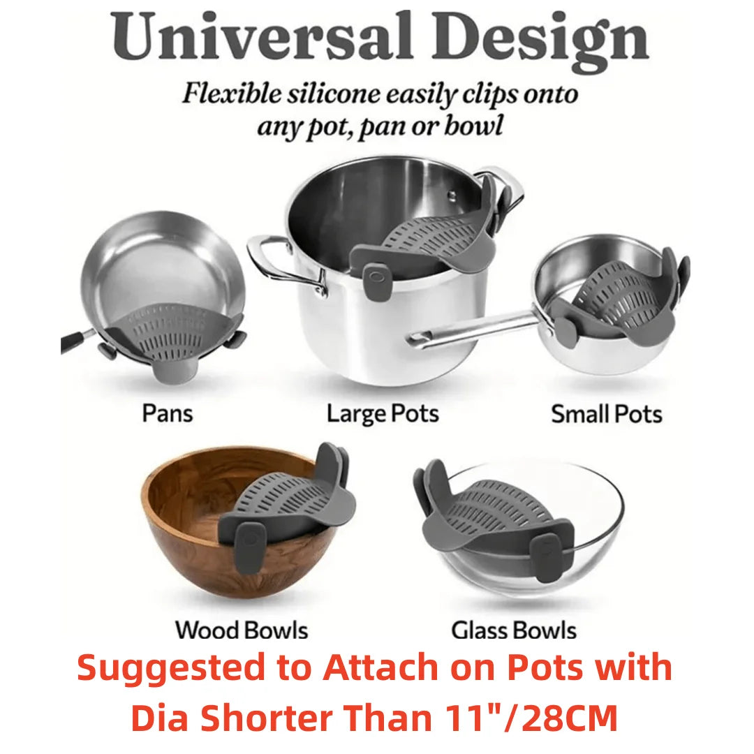 Coador Universal de Silicone Premium — Encaixe Rápido em Qualquer Panela, Escorrimento Seguro e Zero Sujeira | COZY&COOK®