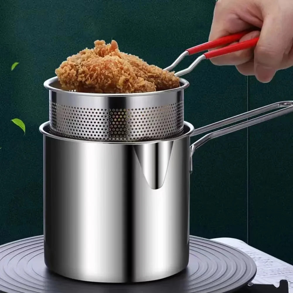 CrispPro™ Fritadeira Inox 2 em 1 com Cesto Removível — Fritura Rápida, Comida Sequinha e Cozinha Sem Sujeira | COZY&COOK®