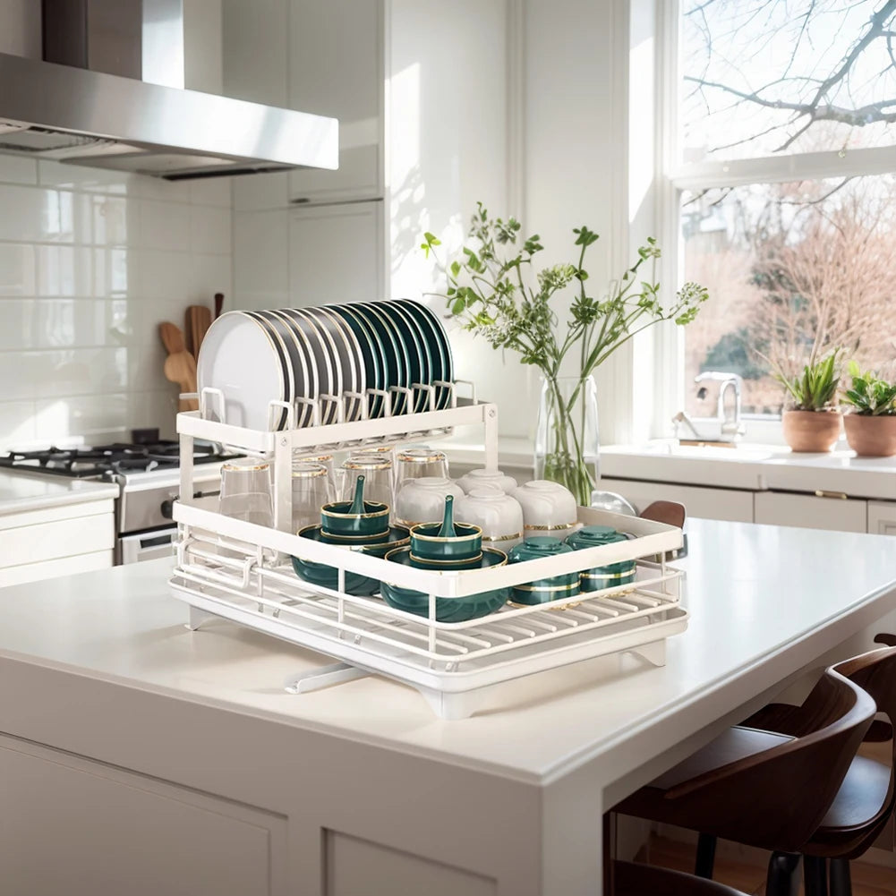 Escorredor Inox Duplo Premium DryMax— Alta Capacidade, Secagem Rápida e Organização Completa da Pia | COZY&COOK®