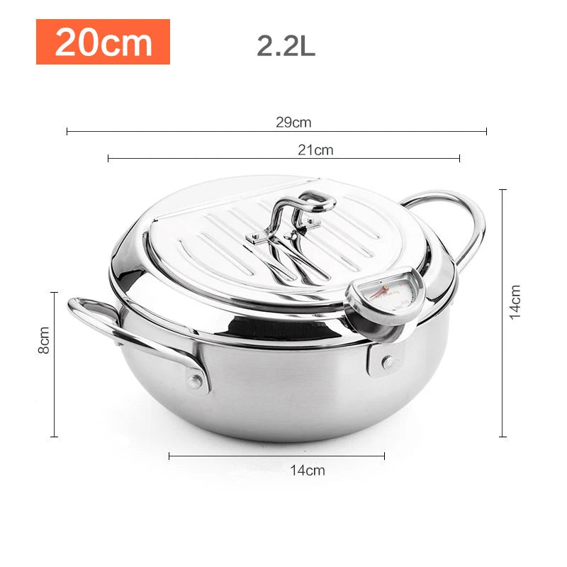 ThermoChef™ Panela Termométrica Inox com Tampa — Controle Preciso de Temperatura, Fritura Segura e Comida Sequinha com Resultado Profissional | COZY&COOK®