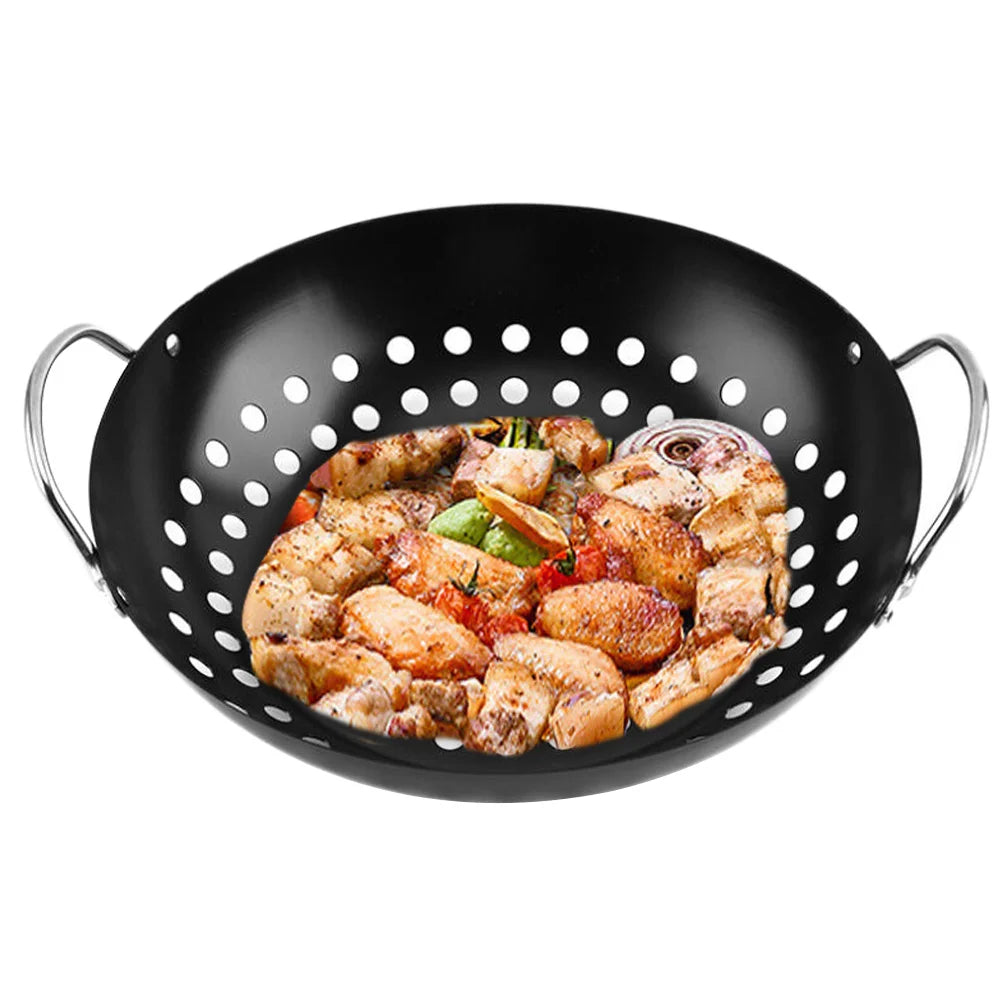 ChurrasPan de Ferro | COZY&COOK® Assadeira Perfurada de Ferro para Churrasco, Legumes Crocantes e Grelhar Sem Perder Alimentos.