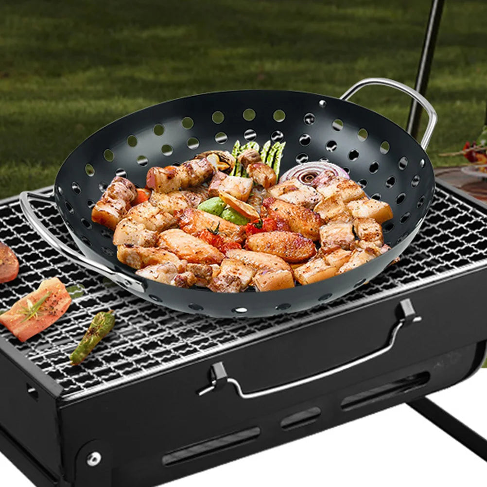 ChurrasPan de Ferro | COZY&COOK® Assadeira Perfurada de Ferro para Churrasco, Legumes Crocantes e Grelhar Sem Perder Alimentos.