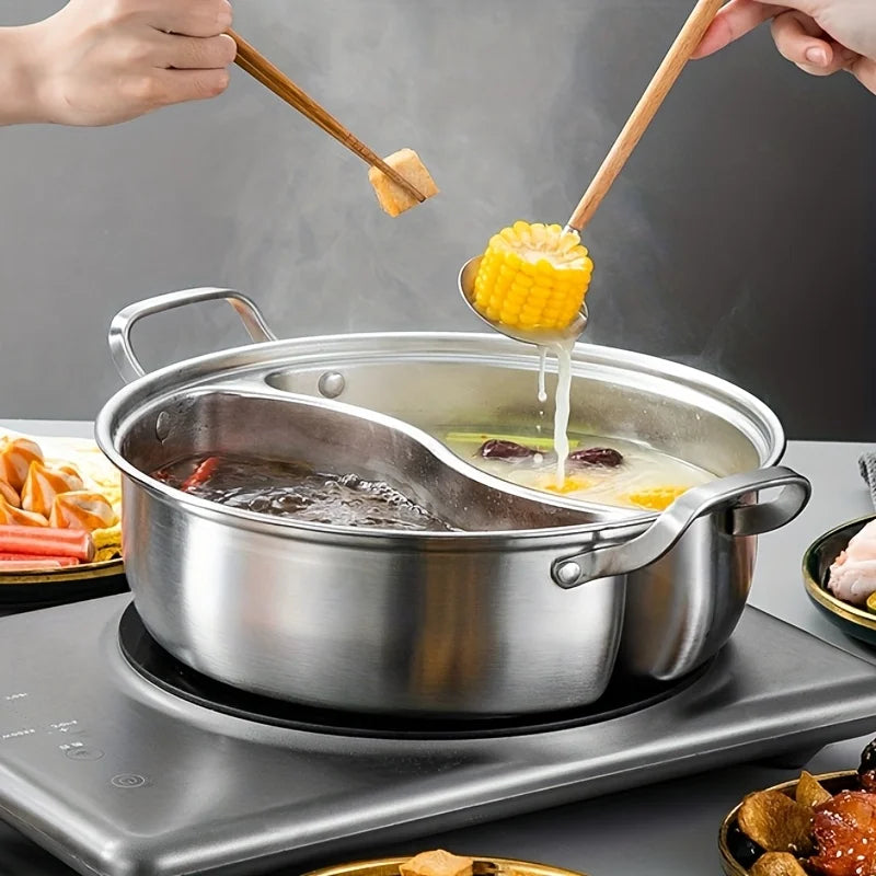 Panela Divisória Inox Premium 2 em 1 — Cozinhe Dois Sabores ao Mesmo Tempo | COZY&COOK®