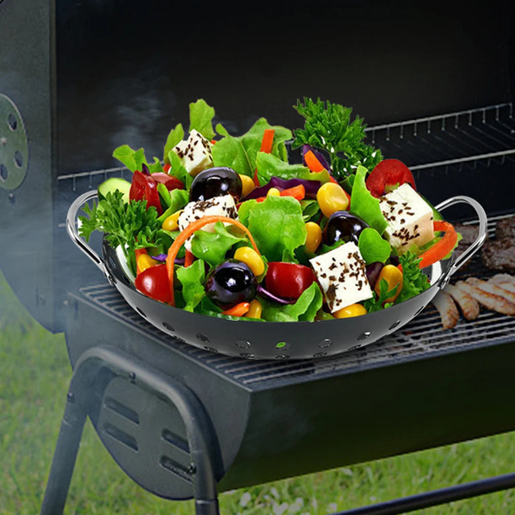 ChurrasPan de Ferro | COZY&COOK® Assadeira Perfurada de Ferro para Churrasco, Legumes Crocantes e Grelhar Sem Perder Alimentos.